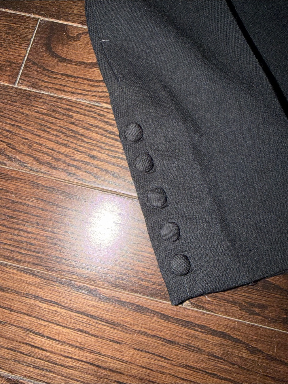 LOFT Black Marisa pant with button detail at ankle. Size 12.